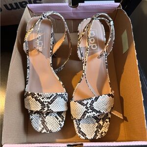Pop Black and White Snakeskin Sandals